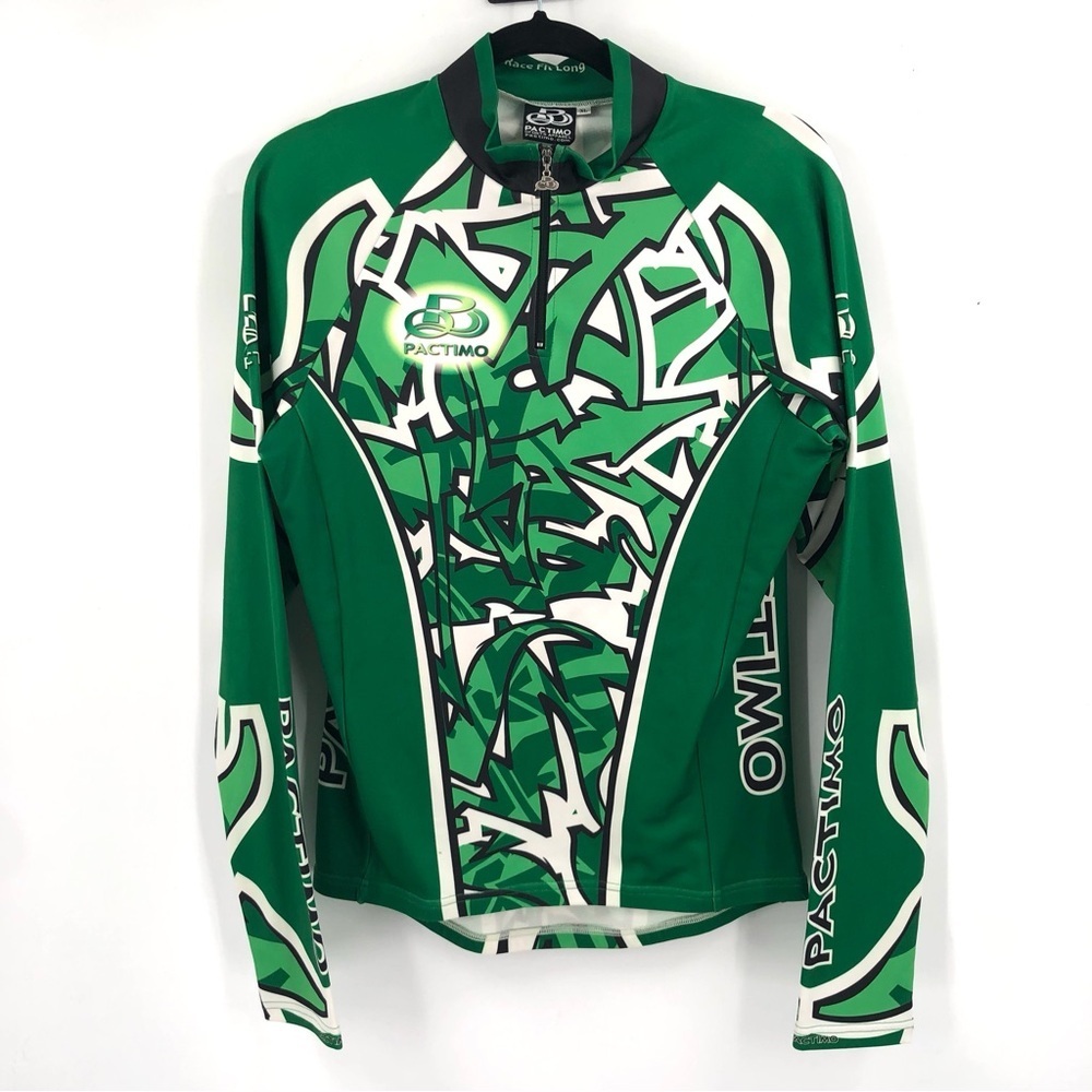 PACTIMO Cycling Jacket Green Women's Race Fit Long Sleeve XL Biking Bike 1/4 Zip